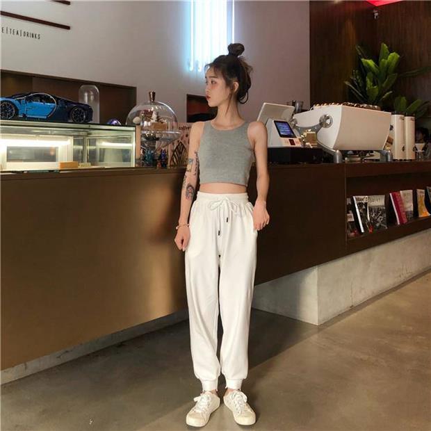 White overalls track pants