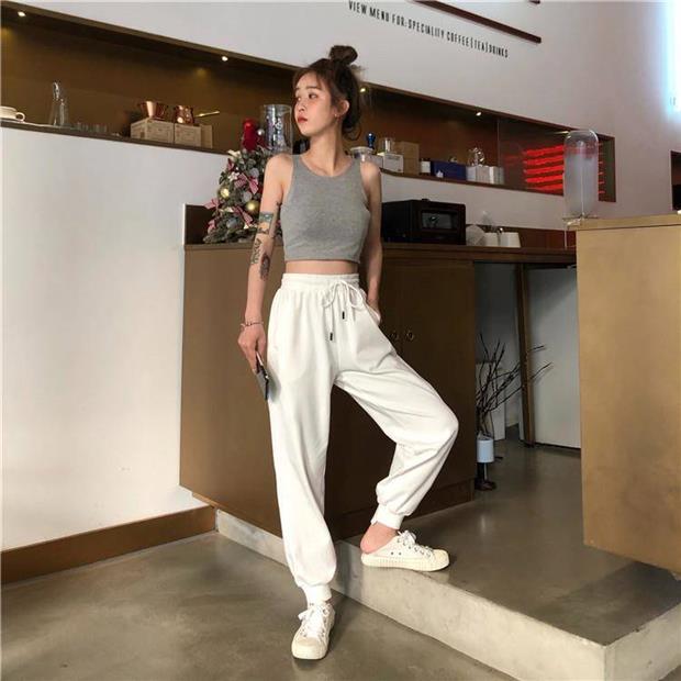 White overalls track pants