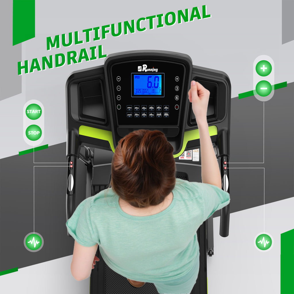 Foldable Treadmill With Incline, Folding Treadmill For Home Electric Treadmill Workout Running Machine, Handrail Controls Speed, Pulse Monitor,APP