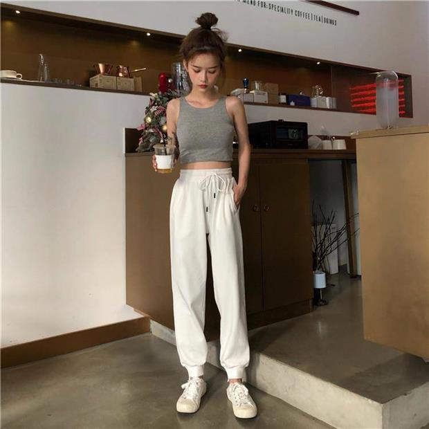 White overalls track pants