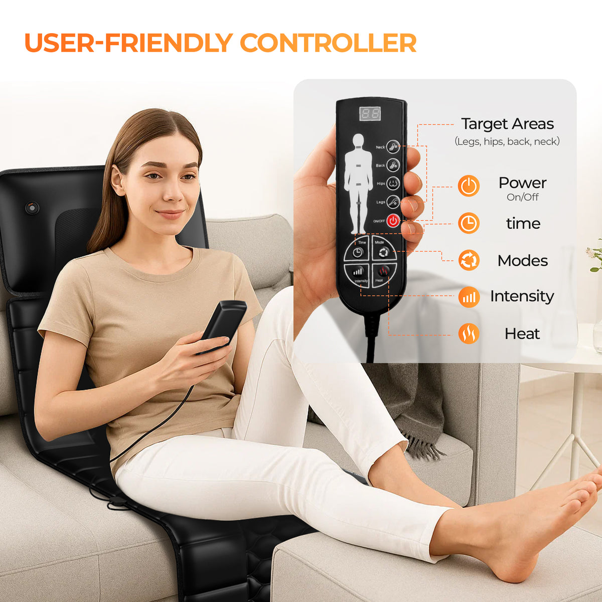 Deep Heat Massage Cushion — 9 Modes, Full Body Relief