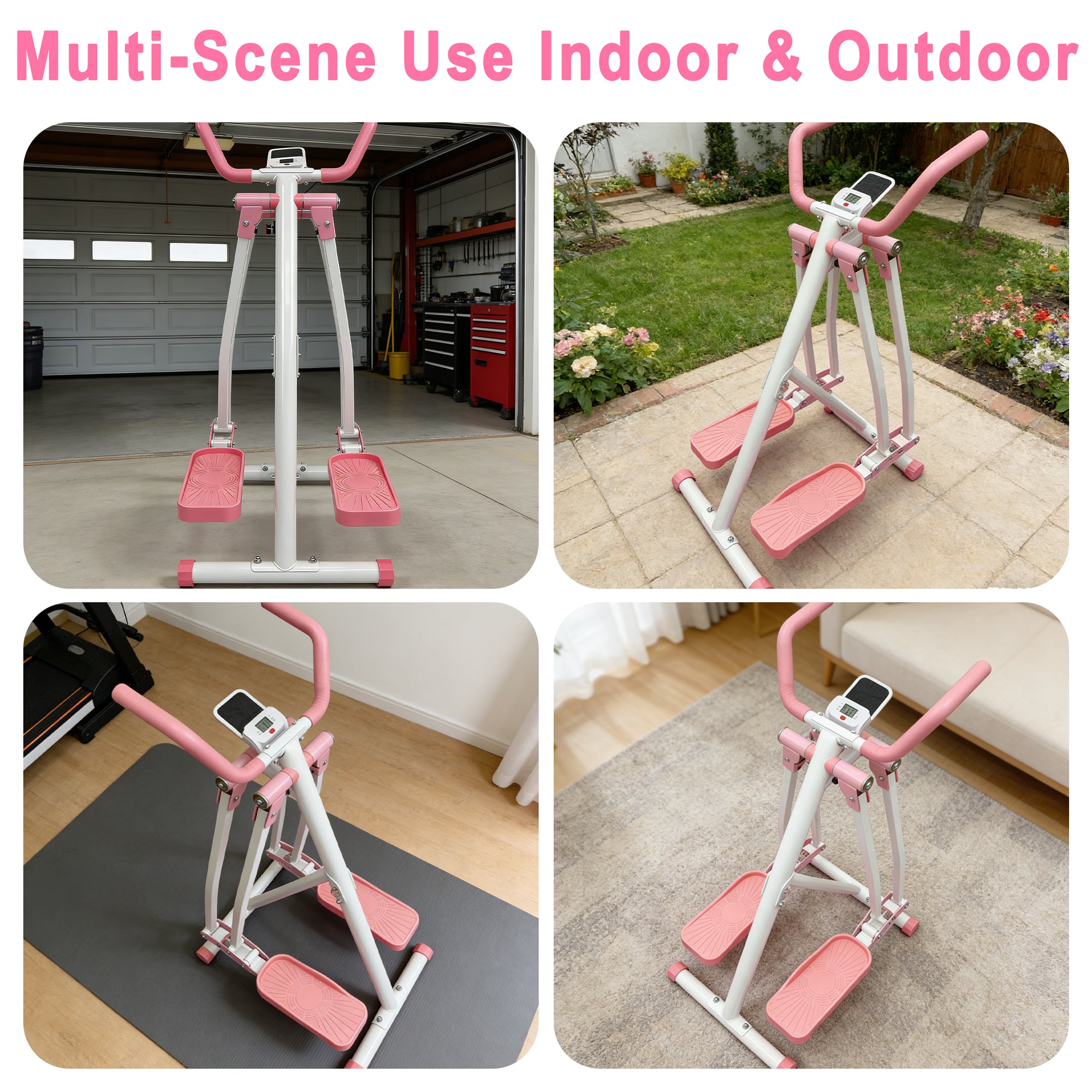 Air Walk Elliptical Machine - Foldable Cardio Cross Trainer Glider For Full-Body Low-Impact Exercise With LCD Display Ideal For Home Gym