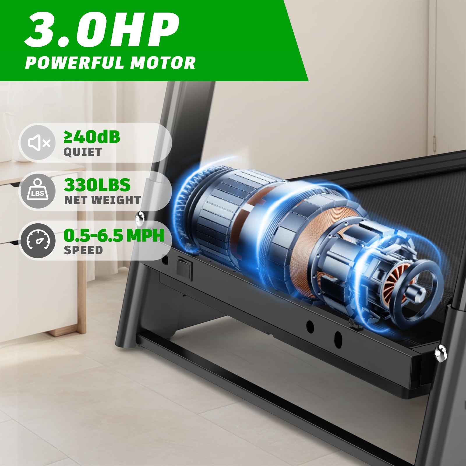 Foldable Treadmill With Incline, Folding Treadmill For Home Electric Treadmill Workout Running Machine, Handrail Controls Speed, Pulse Monitor,APP